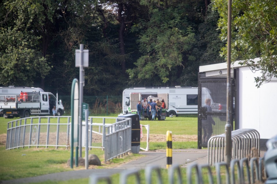 Travellers' camp in a park.