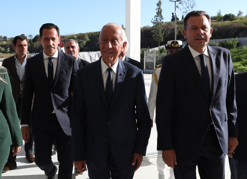 President of Portugal Marcelo Rebelo de Sousa with other officials.