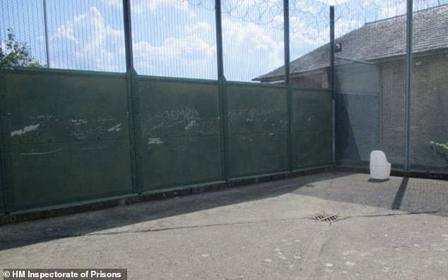 An exercise yard at the prison, which holds a small number of young offenders