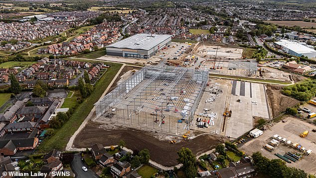 An overhead shot of the vast site on which the warehouses will stand