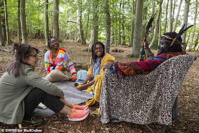 Jane, pictured left, says: 'Talking to the King is hard work. He’s forever pausing to throw up his arms and roll back his eyes to show the whites – apparently, to channel the divine but more likely just for effect – as he drones on and on'