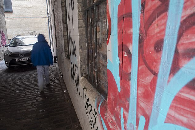 The notorious New Wynd lane in Glasgow city centre, close to Trongate, is rife with drug taking