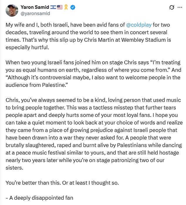 A swathe of pro-Israeli social media users have criticised Martin for failing to defend the girls when they were met with the sound of boos
