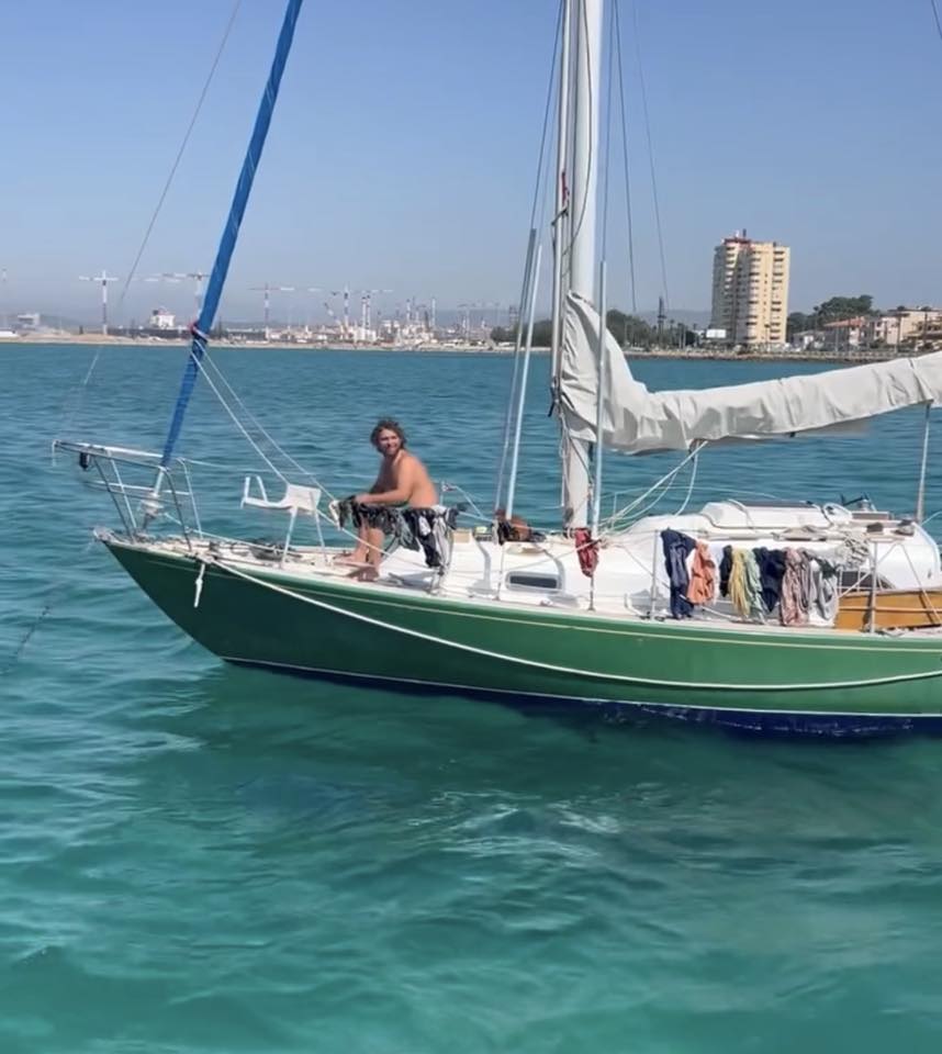 Man on sailboat in Las Palmas.