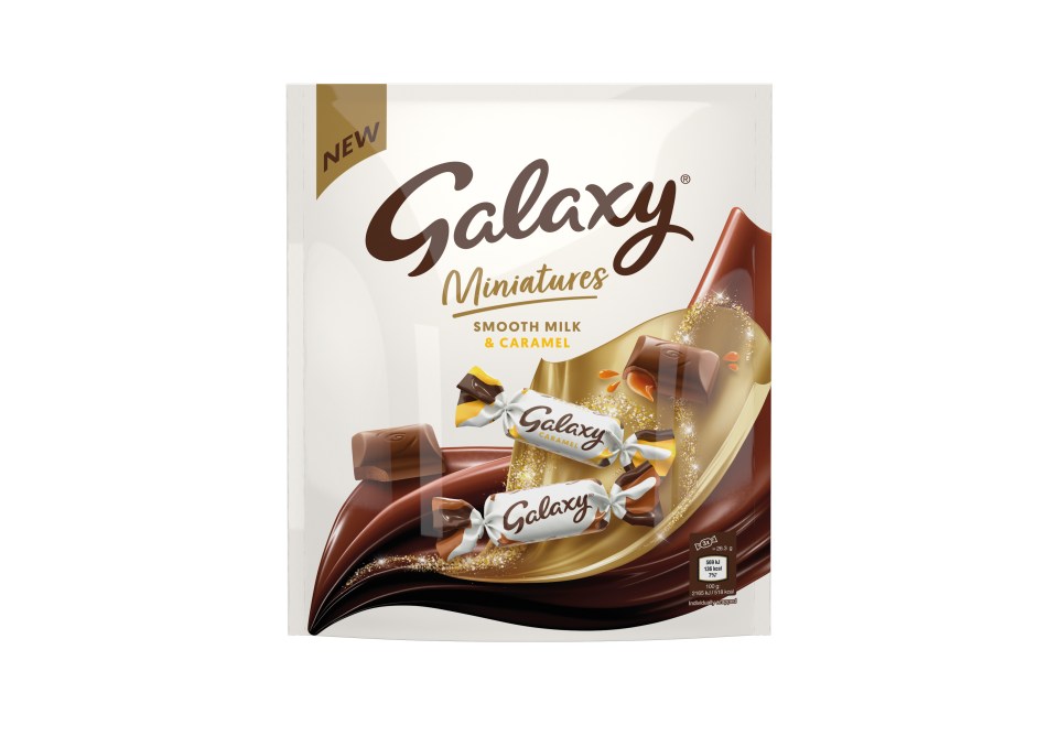 Galaxy Miniatures smooth milk & caramel chocolates bag.