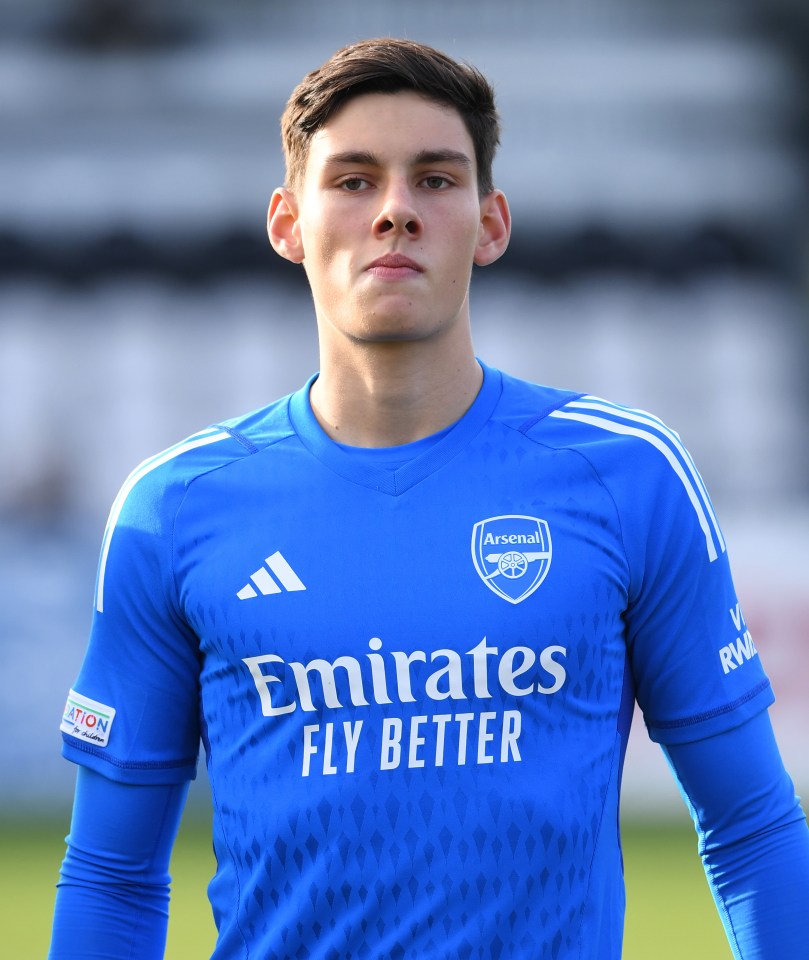 Alexei Rojas Fedorushchenko of Arsenal in a blue jersey.