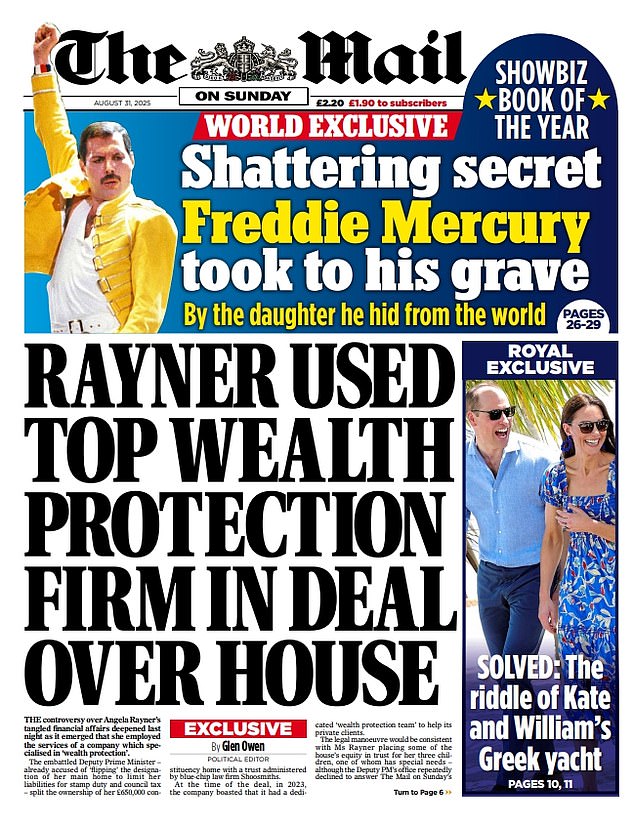 The Mail on Sunday discovered another curious aspect of Ms Rayner¿s ¿home flip¿, in the shape of a top ¿wealth protection¿ company being brought in