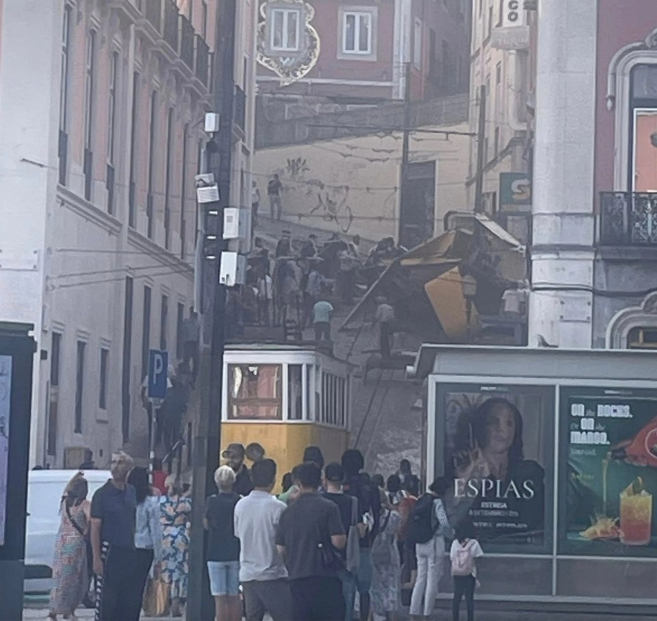 Aftermath of Lisbon's Gloria Funicular derailment.