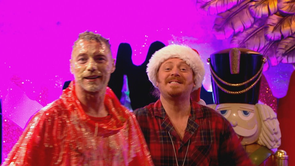 Ronan Keating and Keith Lemon on Celebrity Juice Christmas special.