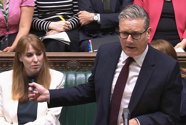 Ms Rayner was supported by Sir Keir at Prime Minister's Questions in the Commons this afternoon, as Tory leader Kemi Badenoch demanded her sacking
