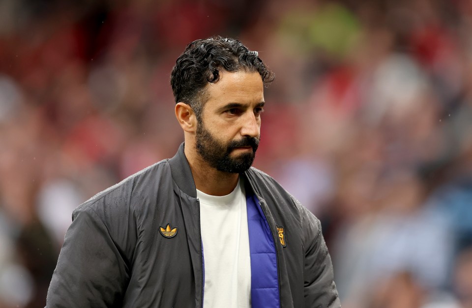 Ruben Amorim, manager of Manchester United, at a soccer match.