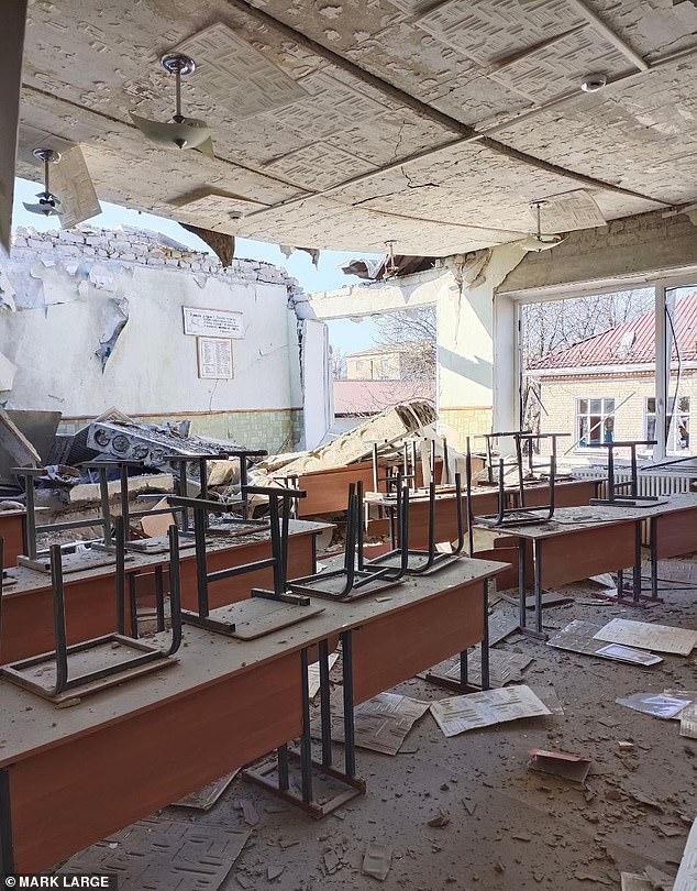 Bombed-out classrooms in Kharkiv where the children are from. They swapped their bomb-shelter schools for a precious 10-day rehabilitation break in Britain