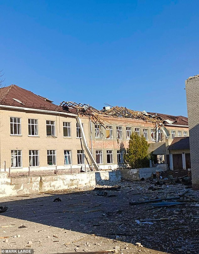 A school in Kharkiv bombed by the Kremlin during its savage invasion of Ukraine