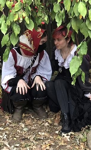 The couple appeared to dress up and attend a local Renaissance fair together, with Bodick captioning a set of pictures: 'I love my girlfriend!'
