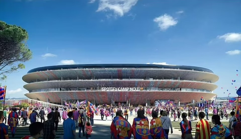 spotify camp nou is written on the side of a building