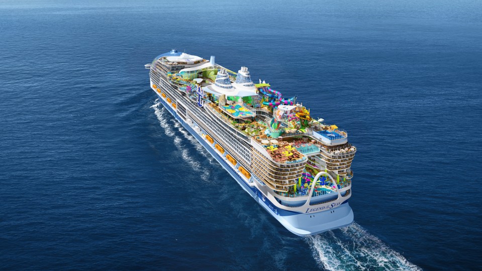 **VIDEO AVAILABLE: CONTACT INFO@COVERMG.COM TO RECEIVE** The worlds largest cruise ship has been floated on water for the first time. The Legend of the Seas, Royal Caribbeans latest Icon class ship, officially touched water for the first time on Tuesday (02Sep2025). The teams behind the construction celebrated the moment at the Meyer Turku shipyard in Turku, Finland, where Legend will continue to take shape ahead of its August 2026 debut. The new vessel weighs in at more than 250,000 tonnes, making it slightly large in terms of tonnage than its already operational sister ship, Icon of the Seas. To float the ship, its dry dock was filled with water overnight in a process that took nearly 12 hours. Once the dock was filled, the behemoth floated over to the outfitting dock, marking an engineering feat that brings the ship one step closer to welcoming its first passengers. The ship is the third in the revolutionary Icon Class. The ship has a Category 6 waterpark - the largest allowed at sea. Plus a skywalk, rope course and thrill ride. The ship also has more than 40 ways to dine and drink. When fully operational it will take vacationers to locations including France, Italy and Spain, as well as paradise destinations in the Western and Southern Caribbean. Legend will also be the vacation companys fourth ship fueled by liquefied natural gas (LNG) and feature waste heat recovery systems. Royal Caribbean commissioned Legend in part to advance their goal of introducing a net-zero cruise ship by 2035. Featuring: An artist's illustration of the ship when it will be fully operational. Where: Turku, Finland When: 02 Sep 2025 Credit: Royal Caribbean Group/Cover Images **All usages and enquiries, please contact info@cover-images.com - +44 (0)20 3397 3000EDITORIAL USE ONLY. MATERIALS ONLY TO BE USED IN CONJUNCTION WITH EDITORIAL STORY. THE USE OF THESE MATERIALS FOR ADVERTISING, MARKETING OR ANY OTHER COMMERCIAL PURPOSE IS STRICTLY PROHIBITED. MATERIAL COPYRIGHT REMAINS WITH STATED SUPPLIER.**