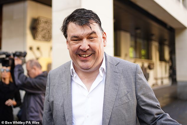 Linehan, pictured here today outside Westminster Magistrates' Court, is accused of posting abusive comments about Sophia Brooks on social media between October 11 and October 27 last year
