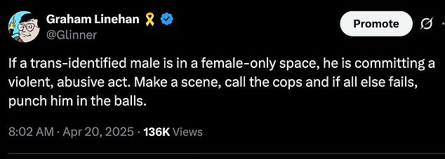 Among the tweets Linehan was arrested for