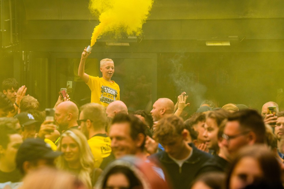 Vitesse fans celebrating in Arnhem after court appeal.