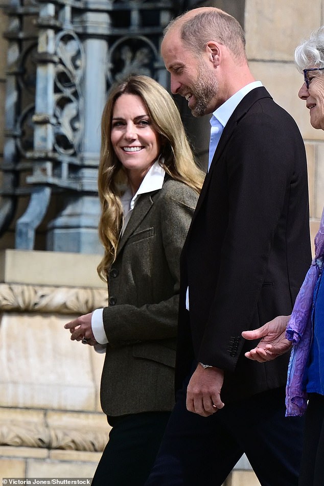 The royal couple beamed as they returned to work - both of them with a tan