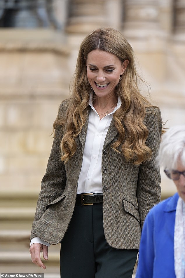 Kate, 43, showed off her newly blonde locks, while both royals appeared to be sporting a tan