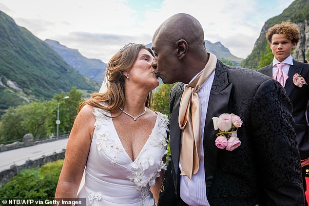 Princess Martha Louise of Norway and her US groom Shaman Durek delighted crowds lining the streets by sharing a kiss as the wed after three days of festivities