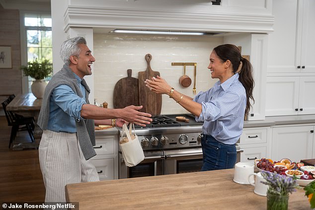 Tan France, British star of Queer Eye, greets Meghan in the new trailer. He has been a vocal supporter of the Sussexes, claiming they were badly treated in the UK