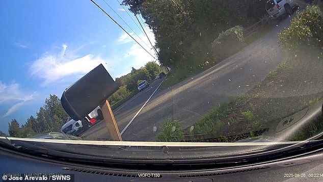The woman then hit a sign, causing significant damage to the car