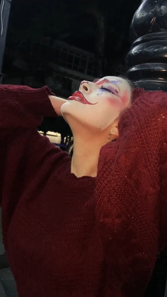 Woman in clown makeup in a final video before disappearance.