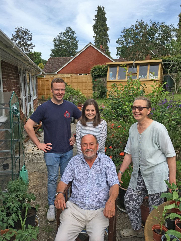 Family photo in a garden.