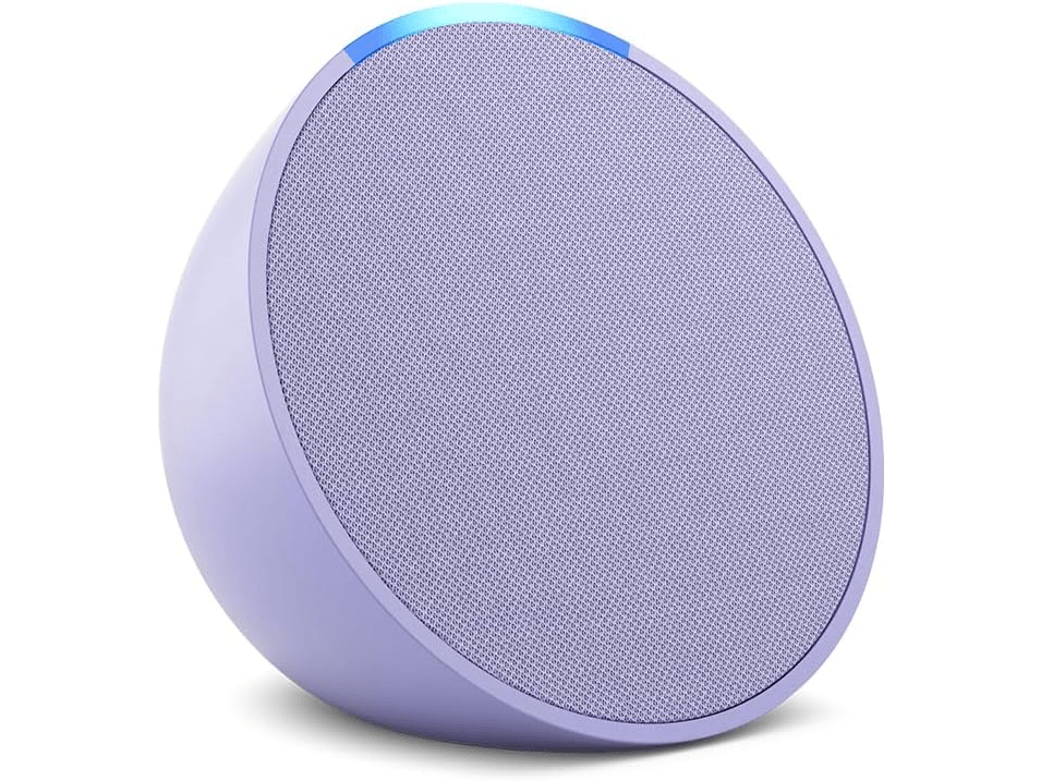 Purple smart speaker with light.