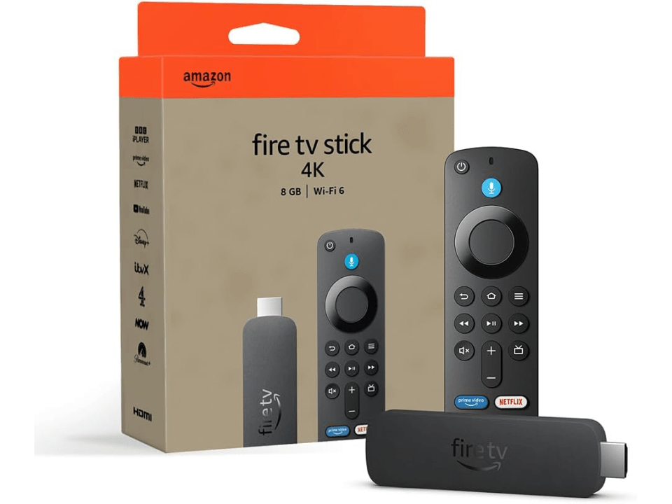 Amazon Fire TV Stick 4K with remote and packaging.