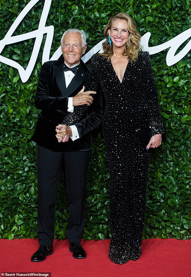 Armani and Julia Roberts at The Fashion Awards 2019 at Royal Albert Hall on December 2, 2019 in London