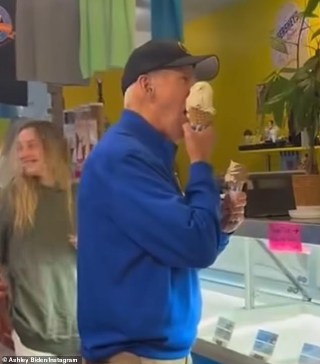 The night before, Biden was also seen at a local ice cream shop wearing a baseball cap that appeared to cover the injury
