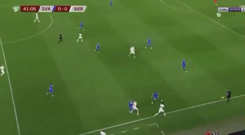 Screenshot of a soccer game showing Germany playing against Slovakia.