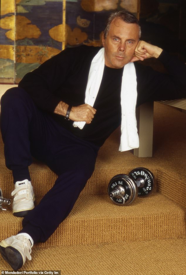 Armani is pictured here in Italy in 1984 posing in a sports outfit