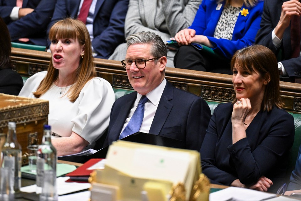 Angela Rayner, Keir Starmer, and Rachel Reeves at Prime Minister's Questions.
