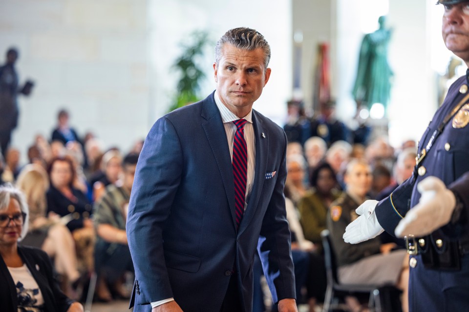 Secretary of Defense Pete Hegseth at a Congressional Gold Medal ceremony.