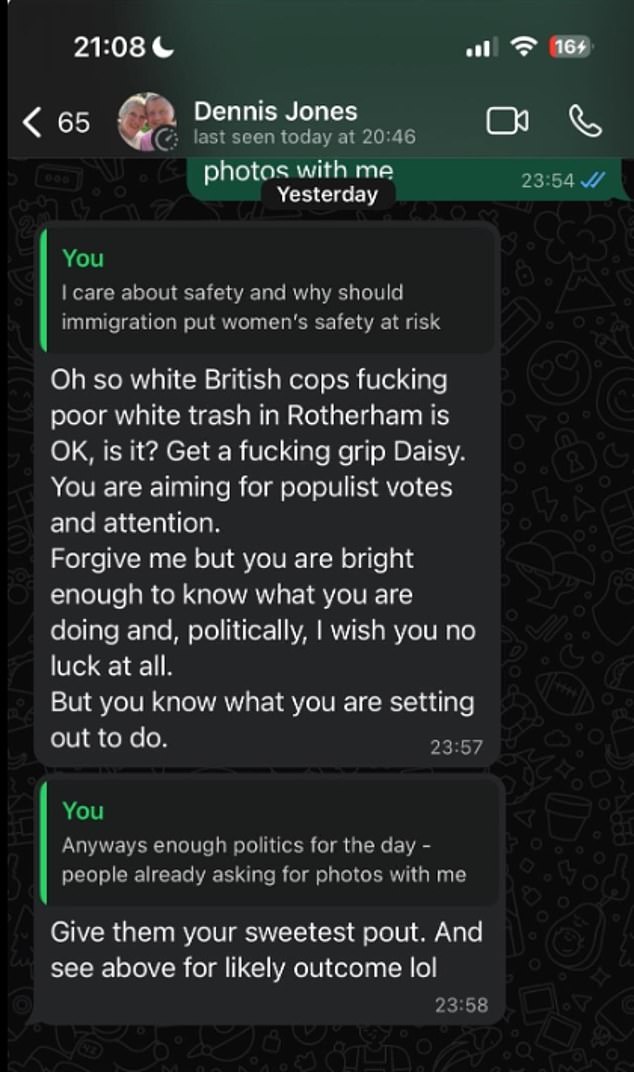 A screenshot of the message shared on social media by Cllr Blakemore-Creedon from Cllr Jones