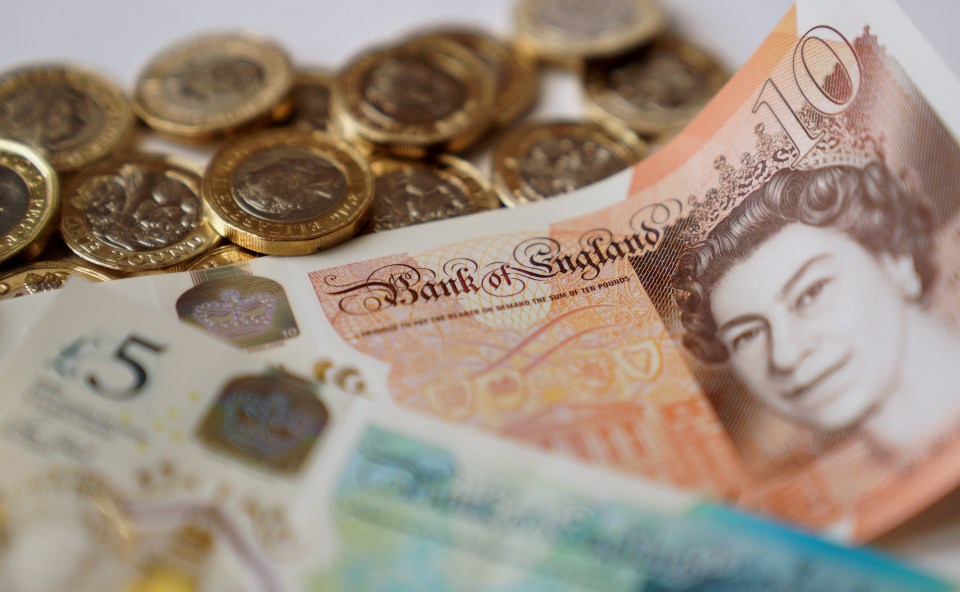 British coins and banknotes.