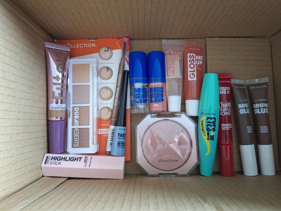 Beauty products in a box.