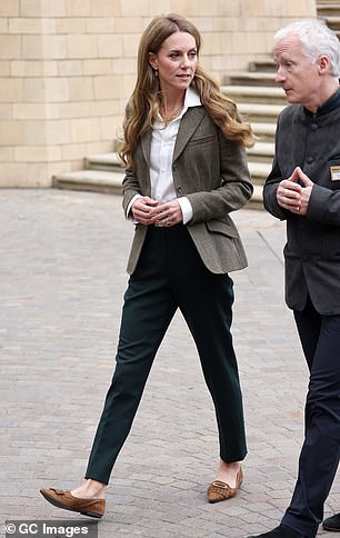 The princess looked as stylish as ever in a tweed blazer from Ralph Lauren
