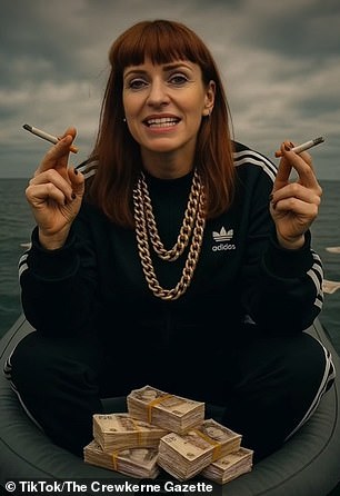 Ms Rayner is depicted in the video outside a house in Brighton and in a dinghy off the coast with wads of cash