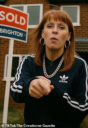 Ms Rayner is depicted in the video outside a house in Brighton and in a dinghy off the coast with wads of cash