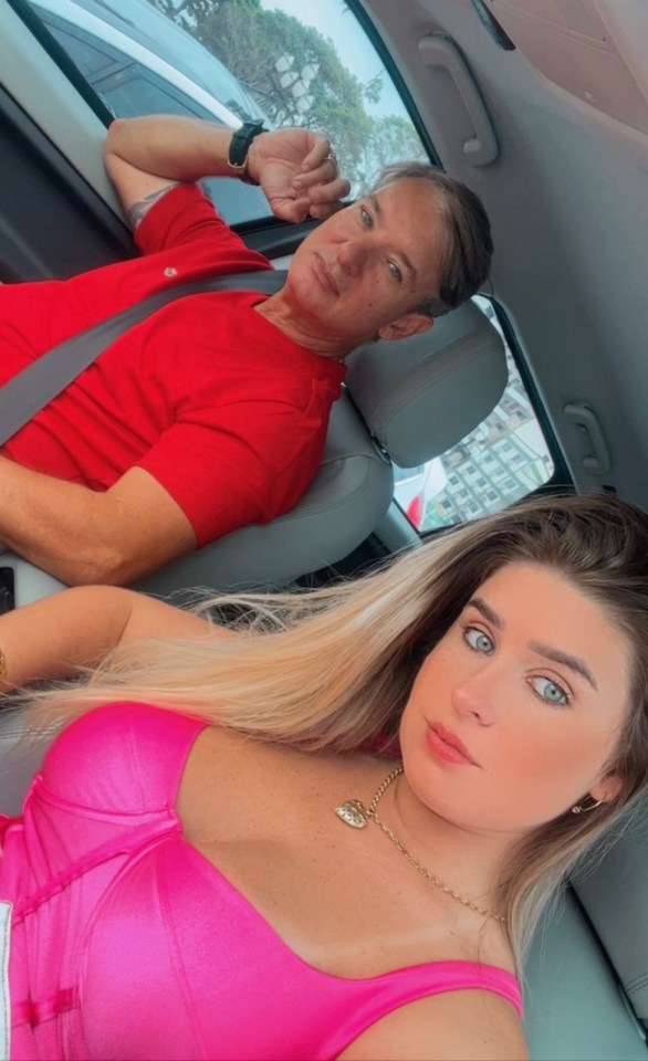 Woman and man in a car.