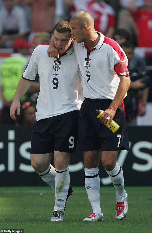 Wayne and David have been friends for years - here David congratulates him after he scored goal during the UEFA Euro 2004 Group B match between England and Switzerland at in 2004