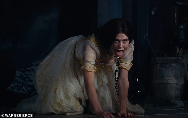 the trailer sees Isabella confess her love by crawling on her hands and knees with a heavy metal collar around her neck as she sticks her tongue out as far as it will reach