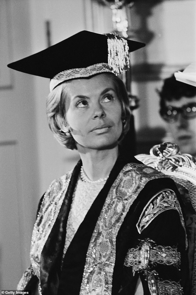 The Duchess of Kent dressed in academic robes in her role as the Chancellor of Leeds University in 1967