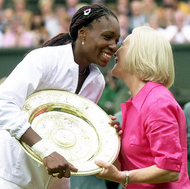 The Duchess of Kent presenting the ladies singles trophy to USA's Venus Williams in 2001