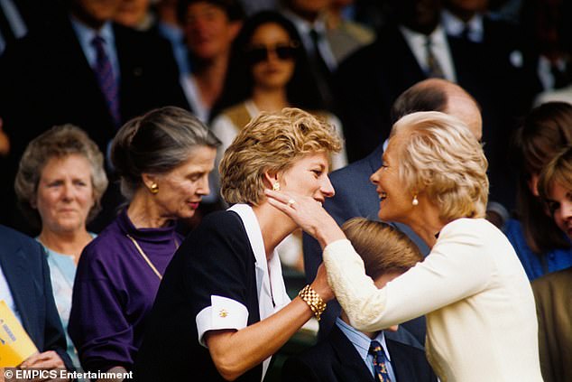 The duchess greets Diana, Princess of Eales at Wimbledon, where she was a fixture for many years